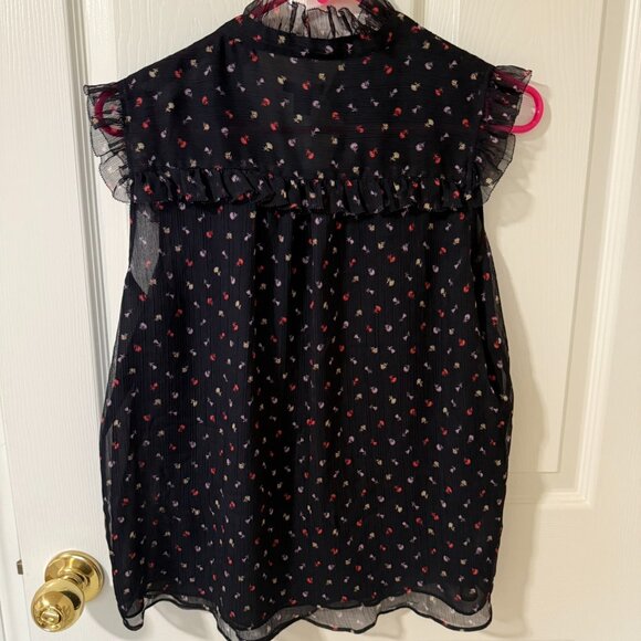 Vintage Ann Taylor Ruffled Tie Front white floral in size S - Picture 5 of 5